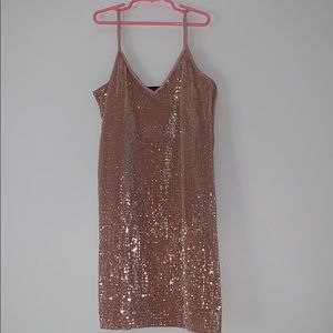 Pink Sequin Mini Dress